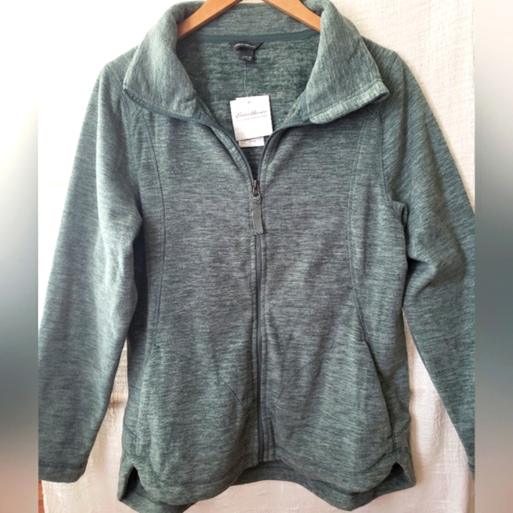 Eddie Bauer, medium light green fleece zip up